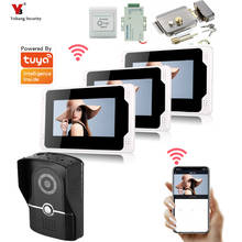 Беспроводной Wi-Fi умный IP-видеодомофон Tuya, 7 дюймов, 3 сенсорных экрана, 1 проводная камера 1080P 2024 - купить недорого