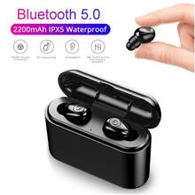 IPX6 TWS Bluetooth 5,0 Ture беспроводные наушники водонепроницаемый стерео звуковой микрофонный музыкальный гарнитура спортивный светодиодный дисплей для смартфона 2024 - купить недорого