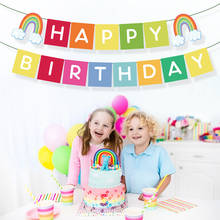 Faixa colorida de arco-íris para festa, decoração de festa de feliz aniversário de bebê, suspensão na parede, brindes de festa para crianças 2024 - compre barato
