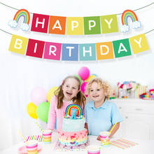 DIY Colorful Happy Birthday Banner Rainbow Party Decoration Baby Shower Wall Hanging Bunting Kids Party Favors 2024 - buy cheap