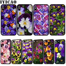 IYICAO pansy flower Soft Silicone Cover Case for iPhone 12 Mini XR X XS 11 Pro Max 10 6 6S 7 8 Plus 5S SE Phone Case 2024 - buy cheap