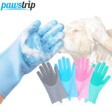 Dog Pet Grooming Glove Silicone Cat Brush Comb Deshedding Hair Gloves Dog Bath Cleaning Massage Grooming Silicone Dog Hair Brush 2024 - buy cheap