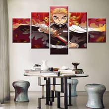 Canvas Poster Demon Slayer Kyojuro Rengoku 5 Pieces HD Prints Anime Picture For Wall Art Painting Home Decor Living Room Frame 2024 - buy cheap