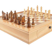 Шахматный набор из орехового дерева для взрослых, шахматная доска из натурального массива дерева ручной работы с хранилищем внутри King 2,56 дюйма 2024 - купить недорого