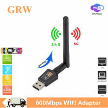 GRWIBEOU Wireless USB Wifi Adapter Free Driver 600Mbps Lan USB Ethernet 2.4G+5G Dual Band WiFi Network Card 802.11n/g/a/ac 2024 - buy cheap