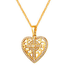 Collare Cross Heart Necklaces Women Gold/Silver Color Religious Jewelry Zirconia Christian Pendants Women Christmas Gift P731 2024 - buy cheap