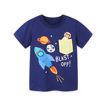 Прыжки метров со стильными кармашками для детей футболки для мальчиков и девочек одежда из хлопка с принтом космоса леггинсы с рисунком, лидер продаж, Детские футболки, топы 2024 - купить недорого