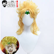 HSIU-Peluca de Anime de JoJo's Bizarre Adventure, peluca de cosplay de Dio Brando, pelo corto dorado + gorro de Peluca de marca de regalo gratis 2024 - compra barato
