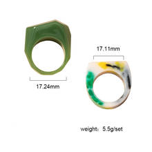 2021 Ins Trendy Green Resin Acrylic Geometric Minimalist Finger Midi Rings Minimalism Korean Fashion Women Chic Party Jewelry 2024 - buy cheap