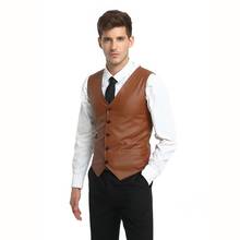 New Arrival Summer Mens Vest Fashion PU Leather V-Neck Collar Vests For Men Slim Fit Single Breasted Chaleco Hombre Plus Size 2024 - buy cheap