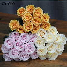 YO CHO 12 Heads Artificial Roses Flowers Bouquet DIY Silk Fake Flowers Wedding Table Party Home Garden Decoration Fabric Flores 2024 - buy cheap