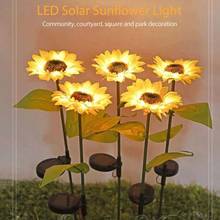 Luz Solar LED para decoración de jardín, lámpara de flores para césped, impermeable, enchufe de tierra, luz de girasol, 1/2 piezas 2024 - compra barato