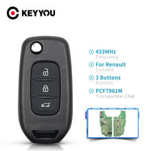 Keyyou 5x chave do carro remoto para renault símbolo de megane captur kadjar trafic 3 símbolo 433mhz hu138te vac102 pcf7961m 3 botões 2024 - compre barato