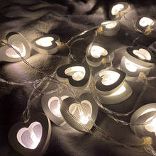 Romantic Wood Heart 3M 20 LED String Light Battery Operated Valentine's Day Lamp Christmas Party Wedding Decoration Fairy Lights 2024 - buy cheap