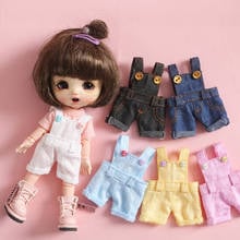 OB11 size doll clothes with baggy jeans candy colored suspends suitable 1/12 size OB11 GSC plain doll accessories 2024 - buy cheap