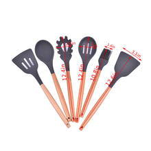 Silicone Kitchen Set Cooking Tools Utensils Set Spatula Shovel Soup Spoon With Wooden Handle Special Heat-resistant Design 2024 - buy cheap