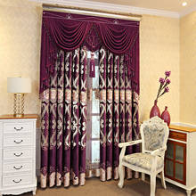 Cortinas bordadas de lujo para sala de estar y dormitorio, cenefa de tul elegante, gran oferta europea, café 2024 - compra barato