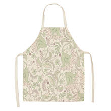 Floral Aprons Leaves Pattern Kitchen Apron for Women Cotton Linen Bibs Household Cleaning Pinafore Home Cooking Aprons 2024 - buy cheap