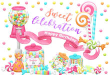 Fondo fotográfico personalizado, telón de vinilo de 7x5 pies, rosa, dulce celebración, tienda de dulces, feliz cumpleaños, Jelly Bean, 220cm x 150cm 2024 - compra barato