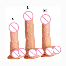 Vibrador realista para pênis, tamanhos p/m/g, super macio, flexível, com ventosa, pênis artificial, brinquedos sexuais para masturbador feminino 2024 - compre barato