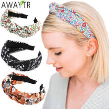 New Top Knot Hairband Bow for Women Headband Hair Hoops Bands Wide Girls Hair Accessories Fabric Floral Print HeadWrap Headdress 2024 - buy cheap