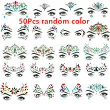 50Pc 3D Women Face Gems Glitter Rhinestone Rave Festival Jewels Crystals Face Sticker Eyes Body Temporary Tattoo Makeup Stickers 2024 - buy cheap