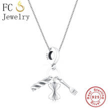 FC Jewelry 925 Sterling Silver Italy Pasta Food Fork Bow Tie Pendant Necklace Chain European Women Chokers Girl Trinket 2018 2024 - buy cheap