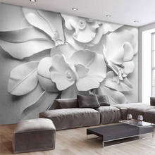 Papel de parede 3d estereoscópico, pintura em relevo floral para parede, arte abstrata moderna, mural de sala de estar, quarto 2024 - compre barato