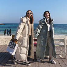 Jaqueta feminina longa de algodão parka, casaco solto quente com capuz manga comprida acolchoado q1773 inverno 2024 - compre barato