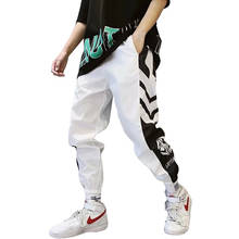 Calça de harém hip hop moda urbana, calça casual masculina para corrida, calça de moletom na moda do tornozelo 2024 - compre barato