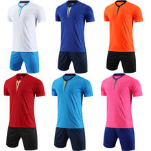 men short sleeve  blue soccer jersey adult football uniform kids orange soccer shirt boy sport jerseys set DIY name OEM number 2024 - buy cheap