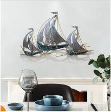 Modern Wrought Iron Sailboat Wall Mural Hotel 3D Wall Sticker Decoration Home Livingroom Background Wall Hanging Ornament Crafts 2024 - buy cheap