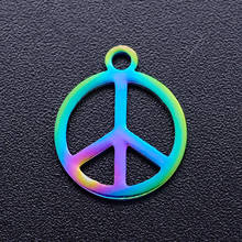 5pcs/lot 100% Stainless Steel Peace Symbol diy Charms With Rainbow Plated Wholesale For Earring Making Never Rust Never Tarnish 2024 - buy cheap