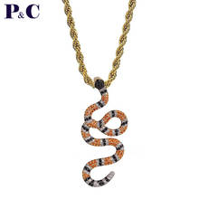 P & c hip hop ouro colorido cobra pingente colar jóias hip hop zircon gelo para fora animal corrente de jóias para homem 2024 - compre barato