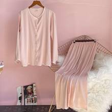 Women's Spring And Autumn Ice Silk Sexy Pajama Set Long Sleeve Two Piece Suit Korean Thin Summer Home Wear Can Be Worn Out 2024 - buy cheap