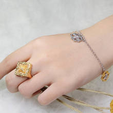 925 пробы, серебряное великолепное кольцо с геометрическим узором, элегантное Золотое кольцо в виде цветка, ювелирные изделия для свадебной вечеринки, модное CZ Кольцо с цветочным узором 2024 - купить недорого