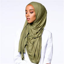 Moda simples algodão jérsei hijabs elástico cachecol xale cor sólida longo cachecóis feminino muçulmano bandana turbante pashmina 170*60cm 2024 - compre barato
