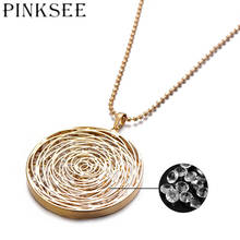 Pinksee Temperament Charm Hollow Round Pendant Life Flower Love Necklace Ladies Girls Long Sweater Chain Jewelry 2024 - buy cheap