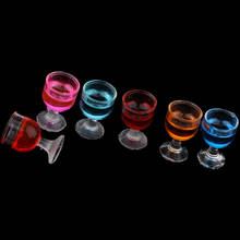 6 Pieces Round Cocktail Glasses Dollhouse Plastic Kitchen Table Decoration 2024 - buy cheap