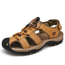 Sandalias clásicas de cuero genuino para hombre, zapatos informales para exteriores, sandalias romanas de talla grande 48, suaves y cómodas, para verano, 2021 2024 - compra barato