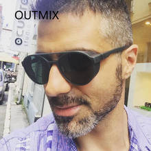 OUTMIX ретро готические солнечные очки в стиле стимпанк, Для Мужчин's Элитный бренд Дизайнерская обувь с круглым носком в ретро стиле Для мужчин солнцезащитные очки для вождения, мужские очки, солнечные очки 2024 - купить недорого