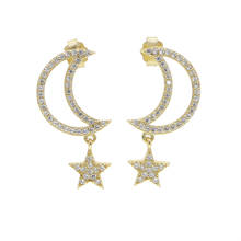 925 sterling silver cz moon star charm drop earring classic trendy women sterling silver jewelry 2024 - buy cheap