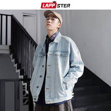 Lappster masculino japonês streetwear casual menina impressão denim jaqueta 2020 gráfico estilo coreano jeans preto jaqueta vintage blusão 2024 - compre barato