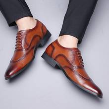 Sapatos masculinos oxford tamanhos grandes, 38-48 sapatos masculinos formais de casamento de alta qualidade com cadarço e bojo, sapatos de bico ponteagudo para negócios 2024 - compre barato