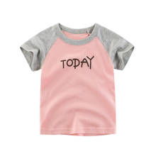 Verão criança crianças menina bebê rosa soild carta camiseta topos t camisa 2024 - compre barato