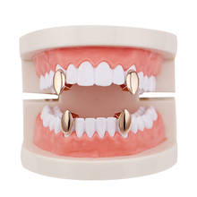 4pcs/set Vampire Teeth Grillz Top Bottom Canine Fangs Dracula Tooth Grills Dental Cap Cosplay Party Hip Hop Body Jewelry 2024 - buy cheap