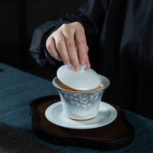 Gaiwan-taza de té grande hecha a mano de estilo chino, juego de té de Kung Fu, tazón de una sola cubierta, tazón de cerámica, tapa 2024 - compra barato