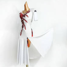 Новинка 2020, женское платье для латинских танцев TL598, красное платье с большим цветком для выступлений, Одежда для танцев, одежда для танца жи... 2024 - купить недорого