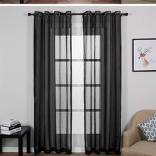 Latest Cheap 4 Colors Black Window Curtains for Home Plain Tulle Sheer for Window Treatment Rideaux Living Room Decoration 2024 - buy cheap