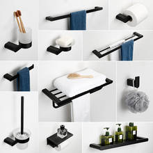 MTTUZK Mtte Black SUS304 Stainless Steel Bathroom Hardware Set Towel Shelf Paper Holder Hook Towel Bar Bathroom Accessories 2024 - buy cheap